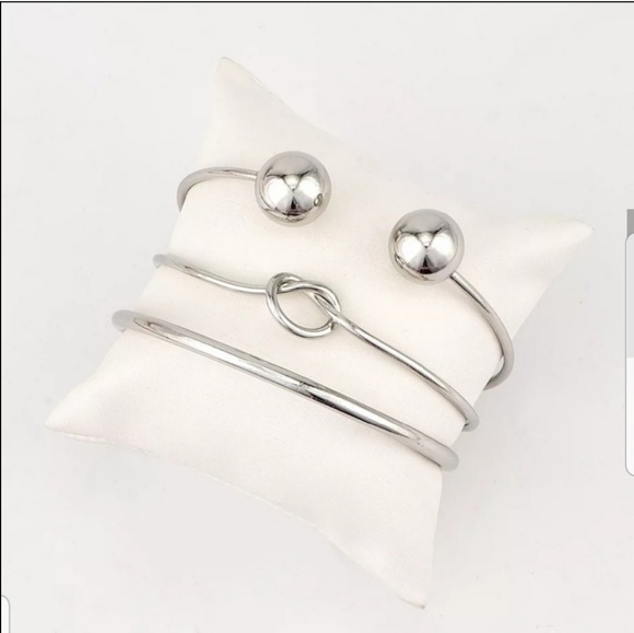 3 pcs/set Bohemia Vintage Bangle Silver Knot Ball - Picture 3 of 4